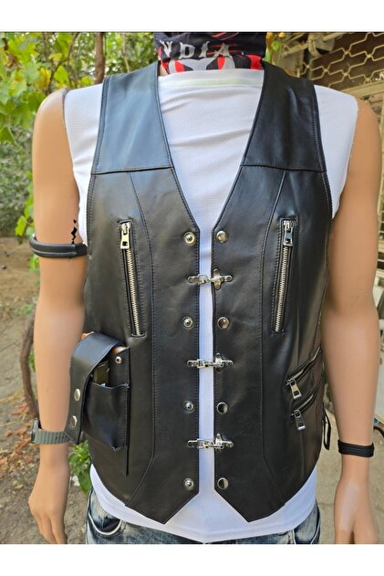 Genuine Leather Biker Chopper Leather Vest