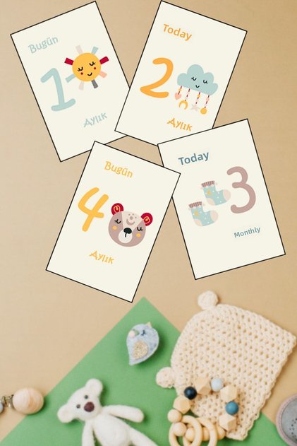 Baby Gift Monthly Memory Cards, Newborn Photo Shoot Card, 12x18 cm, 12 Pieces