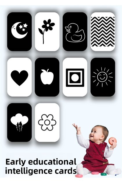 Wooden Educational Cards 0-3 Months Early Education Intelligence Card Baby Visual Stimulation Cards