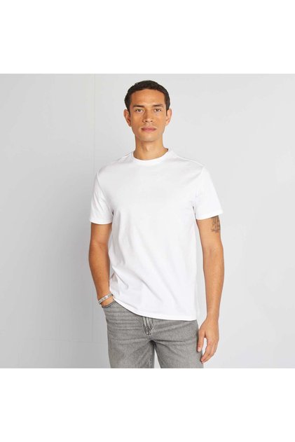 Round-neck cotton T-shirt WHITE