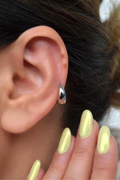 Gümüş Renk Bombeli Çelik Halka Piercing Helix Kıkırdak Lob