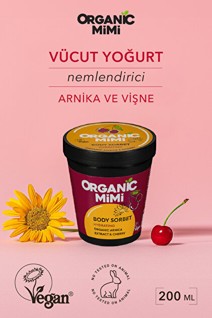 ORGANİC MİMİ Vücut Yoğurt Arnika & Vişne Özü 200 ml | Vücut Krem