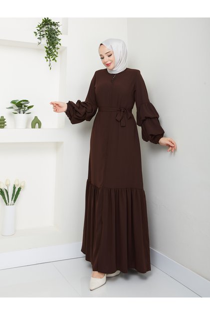 Moda Esre Fashion Hijab Clothing Medina Silk Balloon Sleeve Gathered Ferace