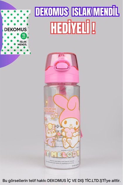 DEKOMUS İLE YENİ SEZON LİSANSLI MY MELODY 500 ML MATARA "ISLAK MENDİL HEDİYELİ"
