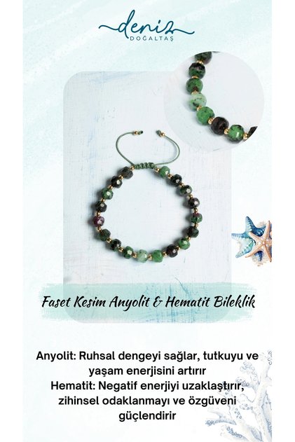Certified Facet Cut Anyolite & Hematite Bracelet – Spiritual Strength, Courage