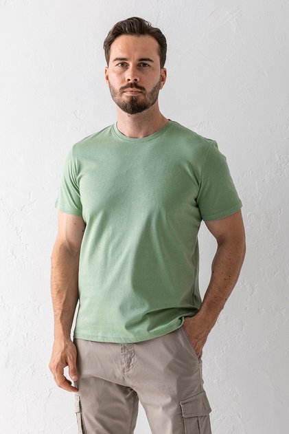 Men's Crew Neck Regular Fit T-Shirt Light Green - 25Y 2020