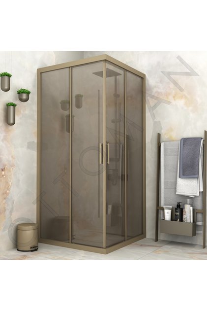 BRONZ PROFİL BRONZ RENK CAM KARE DUŞAKABİN h:190