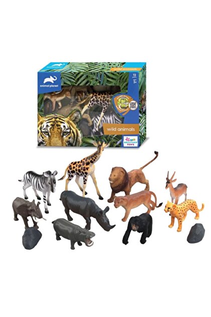 リトル・フォレスト 1・2セット Brother Toys Kutulu 12 Parça Vahşi Hayvanlar Seti Aslan, Zürafa