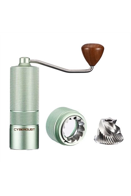 Rasnita de cafea manuala CYBERDUST, Verde, Sistem Dublu De Rulmenti, Macinare Stabila