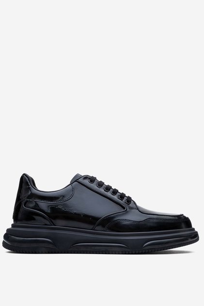 Deri̇club Men's Thick Sole Lace-Up Casaul Shoes Real Leather Cr 2568 Black