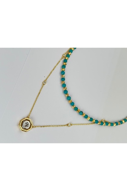 Double Necklace with Turquoise Beads Dorical