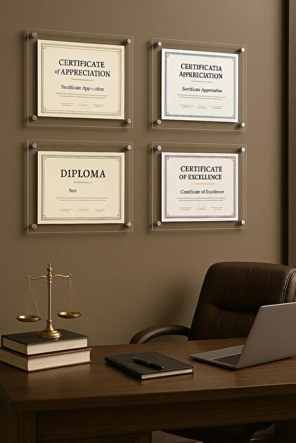 Queen Bee İstanbul 4 ADET Pleksi Diploma Sertifika Çerçevesi