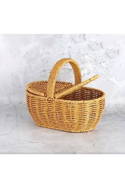 MİE 6058 Sepet Rattan Kulplu Hasır oval