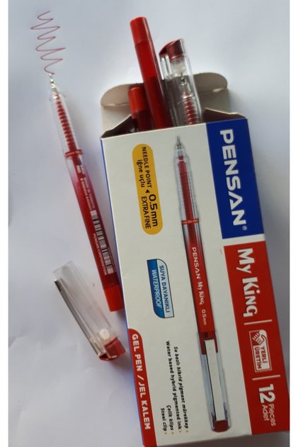 Tükenmez Jel Kalem KIRMIZI 0.5 mm My King Jel Seri 12 adetli Kutu