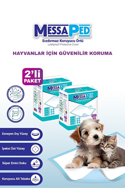 Messaped YATAK KORUYUCU ÖRTÜ 60x90 CM 60'LI ÇİŞ PEDİ KEDİ-KÖPEK