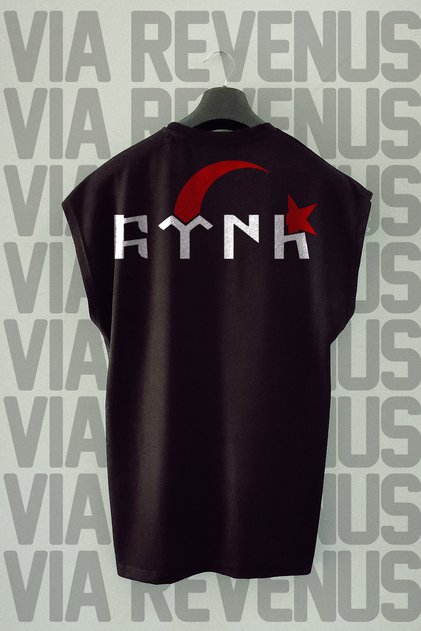 Gokturk / Moon Star Front and Back Printed Zero Sleeve Crew Neck Sports Tshirt