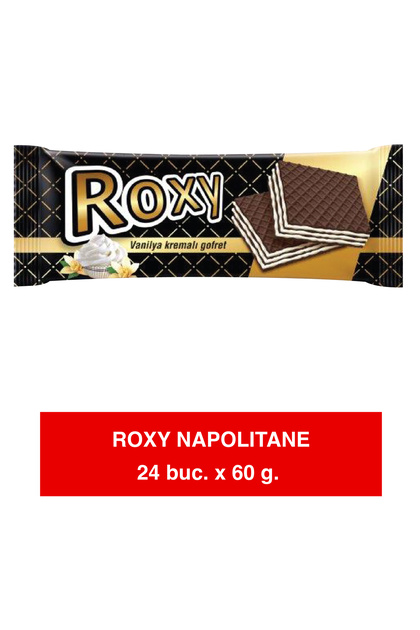 ROXY – Napolitane cu cacao și cremă de vanilie – 60g x 24 | Gust fin și aromatic