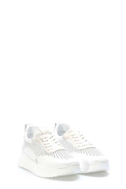 Tugerdi White Genuine Leather White Light Sole Lace-Up Stylish Women's Casual Shoes Tg099822611420