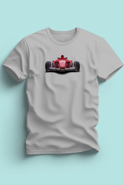 Men's Formula Red Racing Car Printed Grey Tshirt 5 6 7 8 9 10 11 12 13 14 Years Old T-Shirt