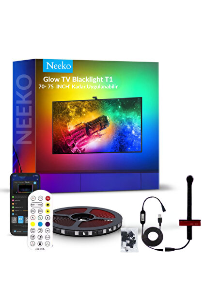 neeko Glow T1 TV Ambiyans Şerit LED | Sese Duyarlı, Kumanda ve