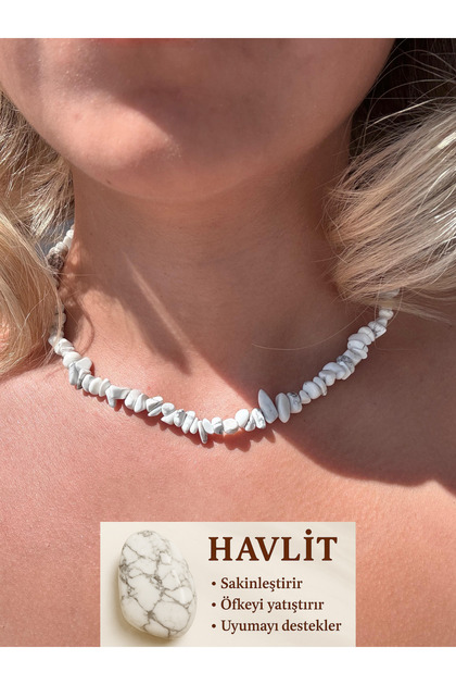Natural Stone Havlit Broken Stone Necklace - Handmade Stylish Accessory with Calming Effect