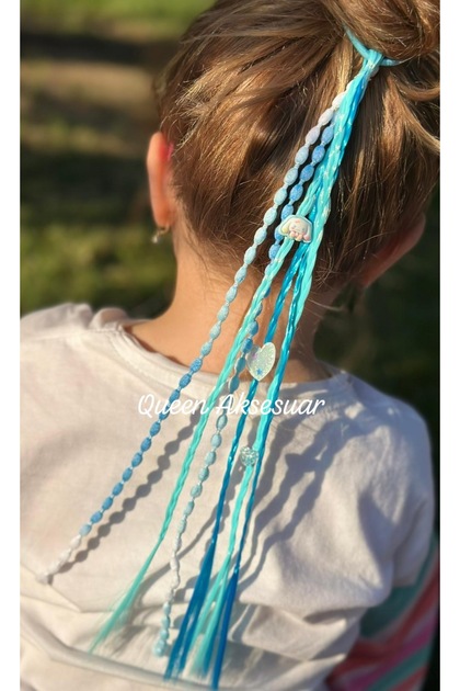 Colorful Princess Blue White Colored Glitter Kuromi Heart Fancy Mesh Hair Children's Rubber Buckle Hairpiece