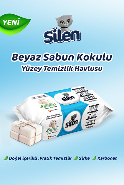 Silen Beyaz Sabun Kokulu Yüzey Temizleme Havlusu 12'li 1200 Yaprak