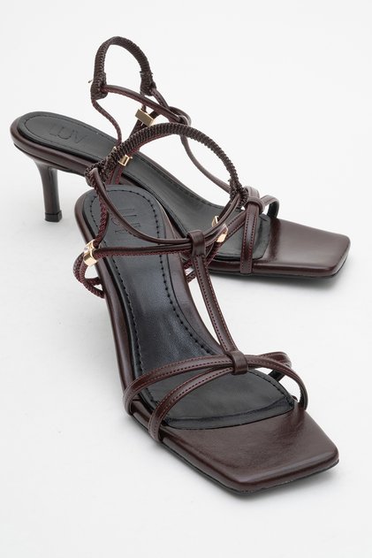 Gibson Burgundy Square Toe Women's Heeled Sandals