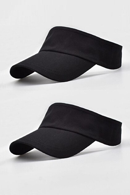 Women's Tennis Visor Cap Beach Sunscreen Sports Hat 2 Pack Black-Black
