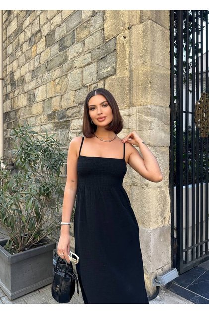 Women's Summer Strap Square Neck Maxi Dress