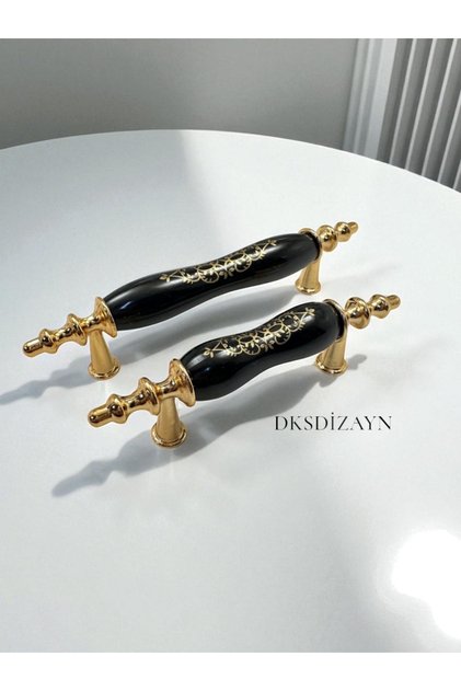 Gold Black Osmanlı 64 Mm 1. Sınıf METAL MODERN Polimer Mutfak Dolap Çekmece Kulpu Kulpları