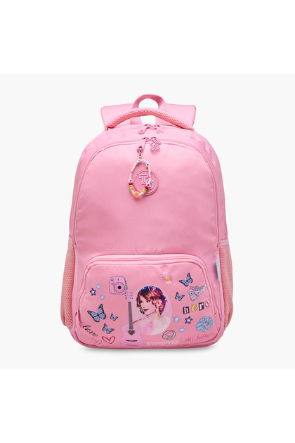 Taylor Swift Print Backpack with Adjustable Straps and Zip Closure - 32x15x43 cms