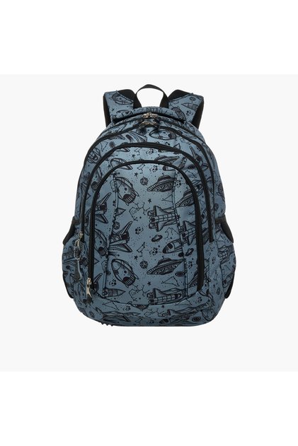 St.Right 18-inch Space Print Backpack with Adjustable Straps and Zip Closure - 30x20x45 cm