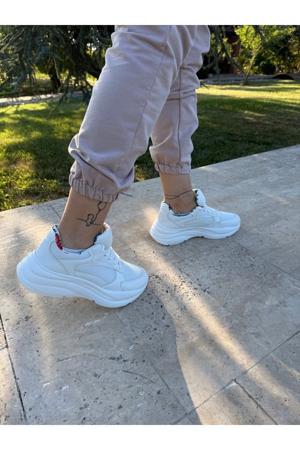 Mila Breathable Lace-Up Sneaker White Sports Shoes with Floral Lining Detail
