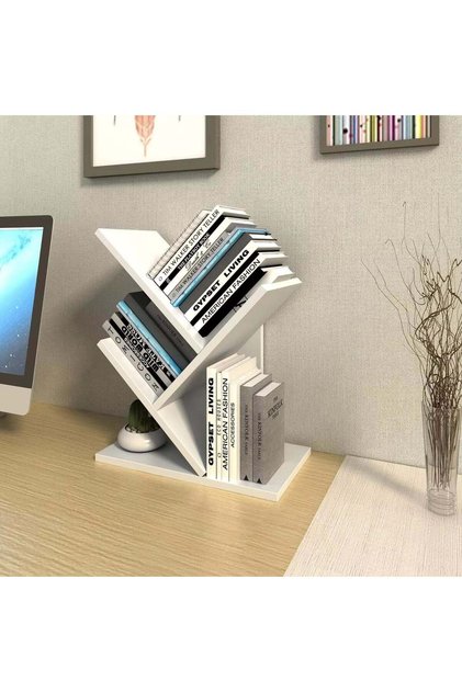 Bibliotecă, 4 compartimente, 40x16x30cm, albă