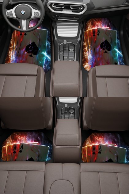Dijital Baskılı Universal Her Araca Uyumlu Makinede Yıkanabilir Oto Paspas Halı Seti