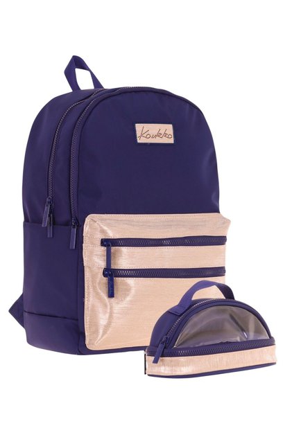 Magic Dreams School Backpack and Transparent Pencil Bag Set - Girl - Navy Blue