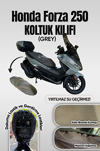 Honda Forza 250 Koltuk Sele Kılıfı - Su Geçirmez & Yırtılmaz (Gri) Uyumlu