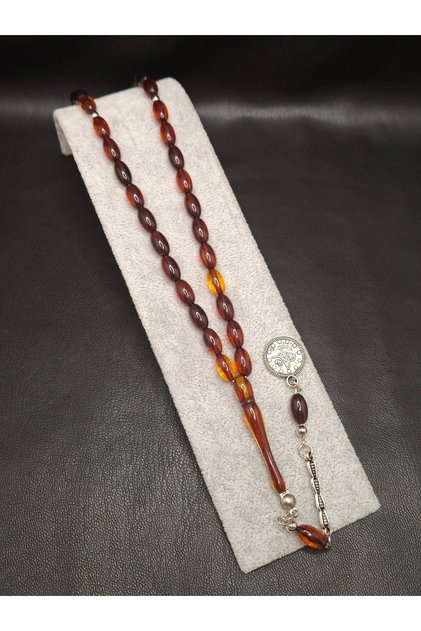 Orange Color Barley Cut Powder Amber Prayer Beads