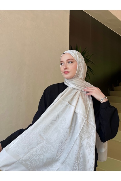 Ethnic Jacquard Shawl Ottoman Breeze Pattern - Nude