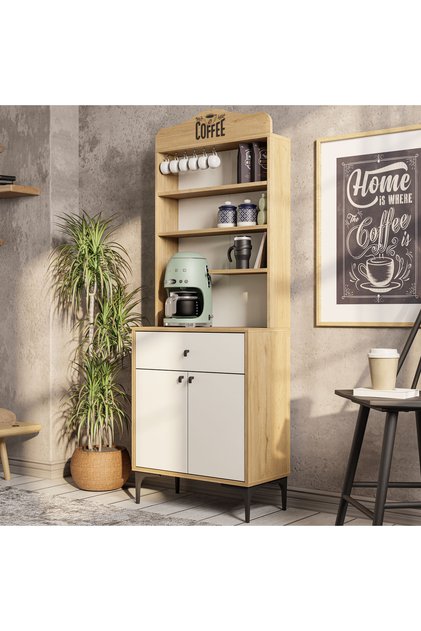 5204 SIESTA 69CM KAHVE KÖŞESİ ÇOK AMAÇLI DOLAP 2 KAPAKLI 1 ÇEKMECELİ KİLER MUTFAK DOLABI SEPET-BEYAZ
