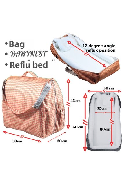 Babynest with Bag, Baby Bag, Carrying Parent's Side Reflux Bed with Houndstooth Pattern