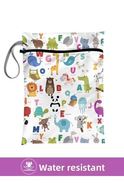 Alphabet - Wet/Dry Dirty Clean Clothes, Swimwear, Baby Laundry Bag - Liquid Resistant
