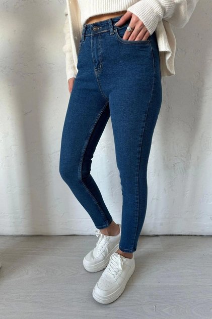 Blue High Waist Pants Skinny Jeans Blue 2 Mom Jean Wide Leg