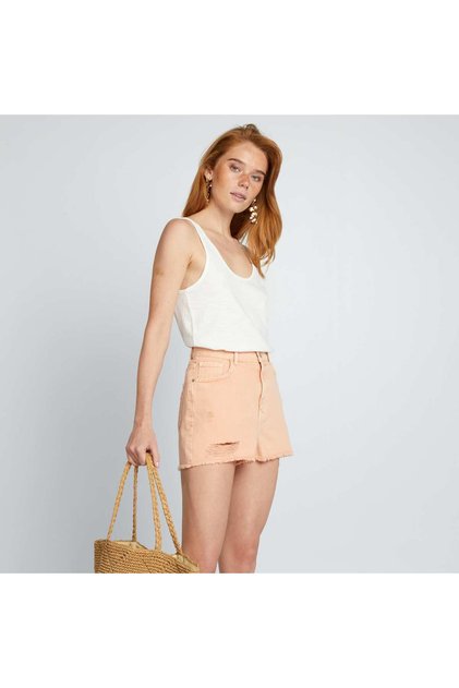 Faded denim shorts ORANGE