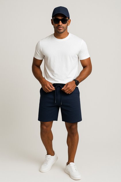 8043 Cotton Summer Shorts with Tie Waist and Pocketed, Regular Fit, Printed