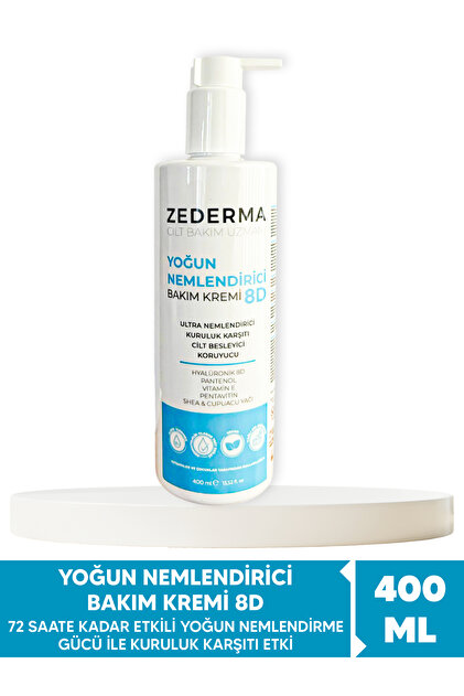 ZEDERMA Yoğun Nemlendirici Cilt Bakım Kremi 8d 400ml. 72 Saate