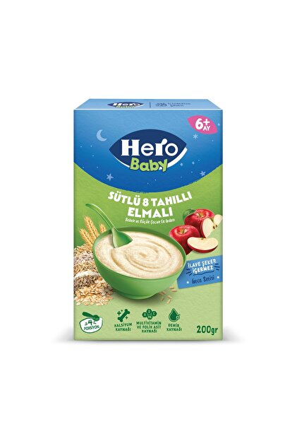 Hero Baby Sütlü 8 Tahıllı Elmalı Kaşık Mama 200g - Fiyatı, Yorumları