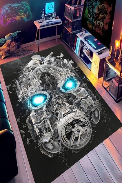 Gamer Odası Halısı Makinede Yıkanabilir Kaymaz Taban Leke Tutmaz Genç Oyuncu ve Çocuk Odası Halısı-OYUN8