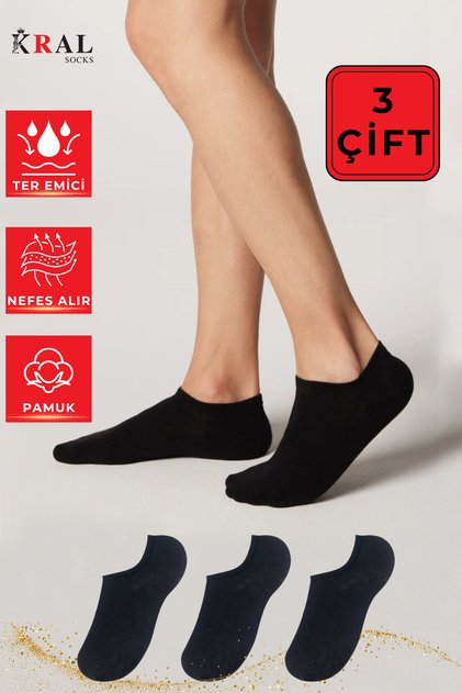 3 Pairs Unisex Cotton Invisible Sneaker Socks